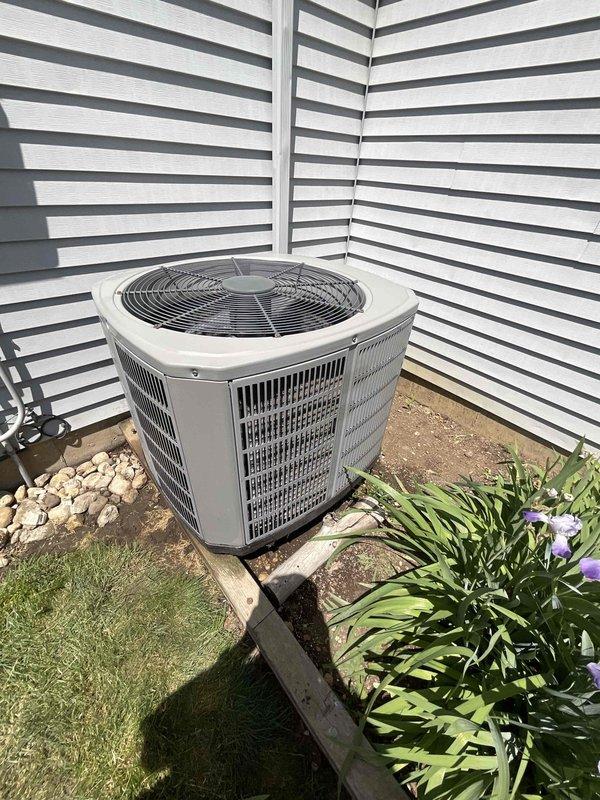 Completed comprehensive BFMA tune-up on 15-year-old residential air conditioning system with unique cylindrical condenser design featuring helical fin arrangement. Performed standard preventive maintenance protocol including inspection of condenser coils, verification of refrigerant levels, electrical component testing, and airflow assessment. Unit operating within normal parameters upon completion, with all safety controls functioning properly and system ready for continued service.