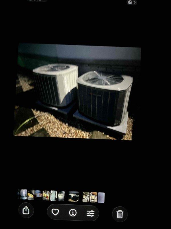 Completed comprehensive BFMA preventive maintenance tune-up on dual outdoor condensing units. Performed standard inspection procedures including cleaning condenser coils, checking refrigerant levels, testing electrical connections, and verifying proper system operation. Both units found to be functioning within normal parameters with no immediate service concerns identified.
