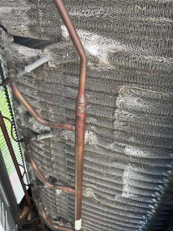 Completed comprehensive BFMA tune-up on 14+ year old air conditioning system. Performed full system inspection including evaporator coil assessment, refrigerant line evaluation, and airflow verification. Inspected return air filter which showed significant dust accumulation requiring replacement to maintain proper system efficiency and indoor air quality.