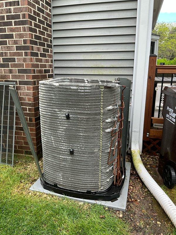 Completed comprehensive BFMA tune-up service on 3-year-old HVAC system, including full air conditioning system inspection and maintenance of outdoor condenser unit. Performed semi-annual filter change, installing new pleated air filters at air handling unit to maintain optimal airflow and indoor air quality. Verified proper operation of all system components, checked refrigerant lines and connections, and confirmed unit is functioning within manufacturer specifications for the cooling season.