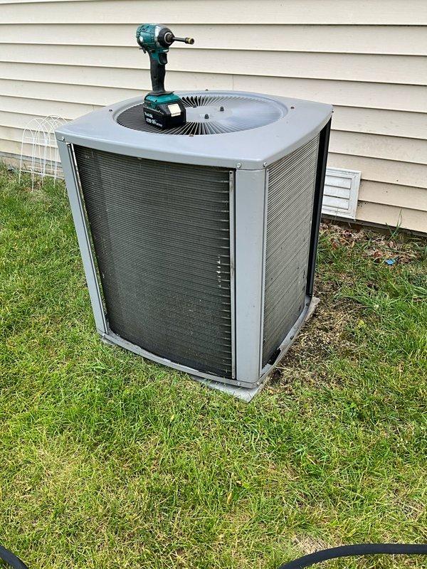 Completed comprehensive BFMA tune-up service on a 7+ year old residential HVAC system. Performed complete air conditioning system inspection and maintenance on outdoor condenser unit, including cleaning, testing operational efficiency, and verifying proper refrigerant levels. Inspected indoor furnace unit located in utility closet, checked electrical connections, verified safety controls, and ensured all components were functioning within manufacturer specifications.