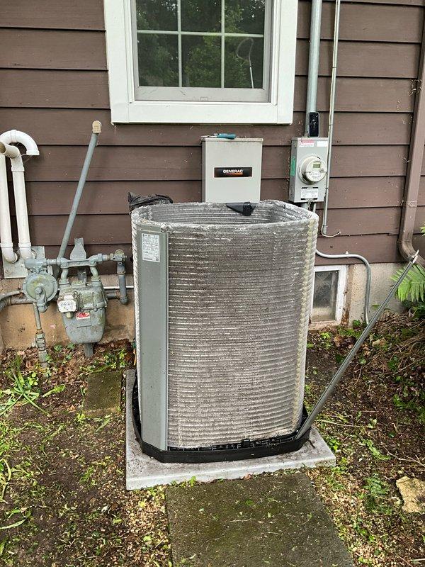 Completed comprehensive BFMA tune-up service on residential air conditioning system aged 3+ years. Performed standard maintenance procedures including inspection of outdoor condenser unit with horizontal fin coils, verified electrical connections and wiring harness integrity within equipment housing, and assessed refrigerant line connections and condensate drainage system. All components found operating within normal parameters, system tested and left in proper working condition.