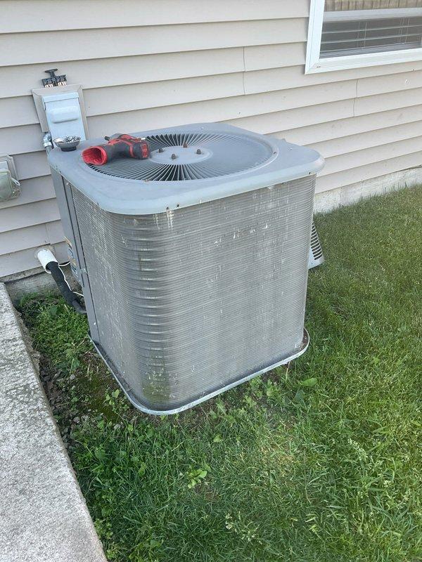 Completed comprehensive BFMA air conditioning tune-up on 13-year-old residential outdoor condenser unit. Performed standard maintenance protocol including inspection of condenser coils, electrical connections, refrigerant levels, and fan operation to ensure optimal system performance for the cooling season.
