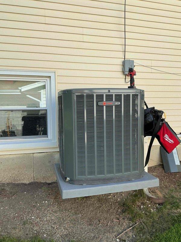 Completed comprehensive BFMA tune-up on Trane air conditioning system, including full system inspection, electrical component testing, and performance verification. Inspected dual-run capacitor showing signs of corrosion on terminal connections, checked all electrical connections and contactors, and verified proper operation of disconnect box. Performed concurrent plumbing system inspection as requested during same service visit.