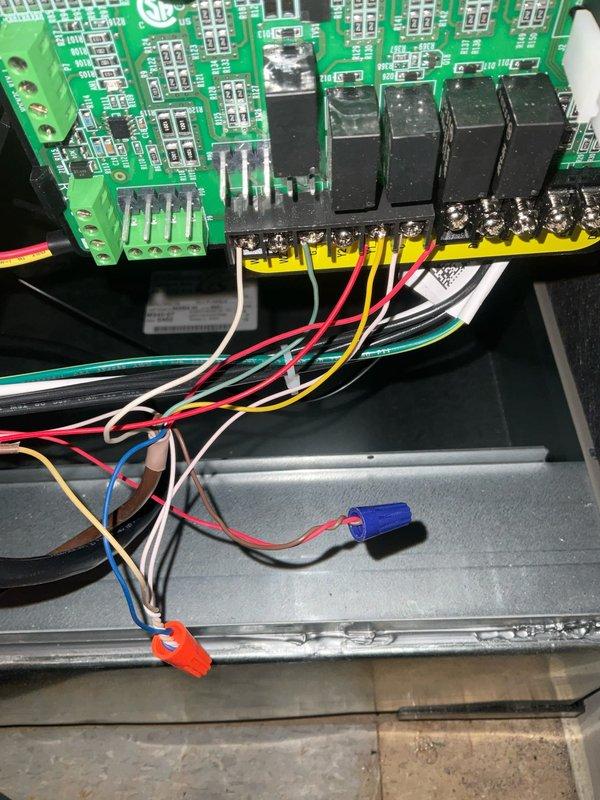Responded to warranty recall for humidifier control setup. Upon arrival, verified existing humidifier wiring configuration and determined proper integration with Nest thermostat system was incomplete. Installed and configured humidifier control module, establishing correct low-voltage connections between the humidifier, control board, and thermostat. Verified all terminal connections at the control board, ensuring proper wire routing and secure terminations. Tested humidifier operation through thermostat interface and confirmed system responds correctly to humidity setpoint adjustments. Unit now operates as designed with full humidification control capability.