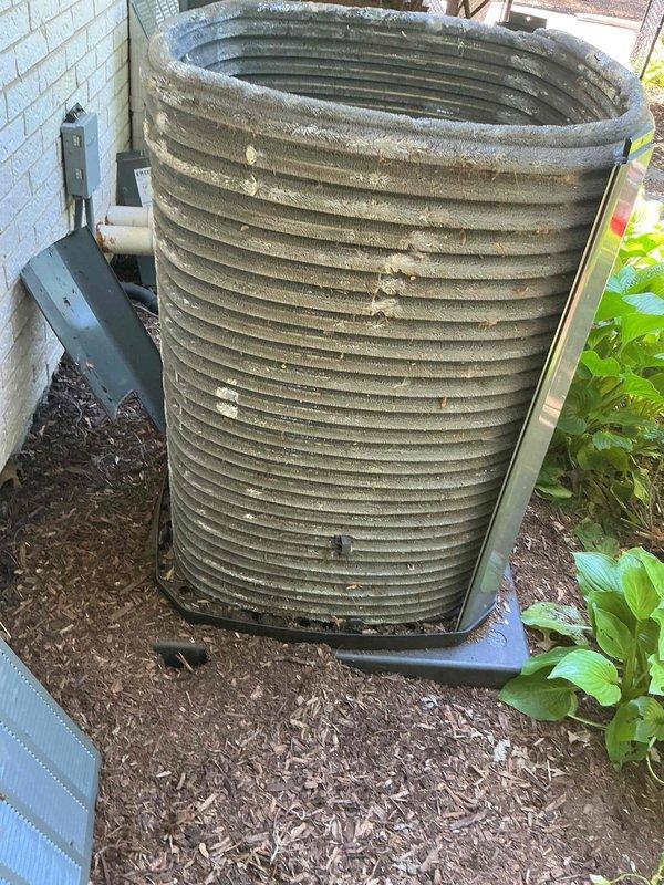 Completed comprehensive BFMA tune-up service on a Trane XL outdoor condensing unit aged 3+ years. Performed full preventive maintenance protocol including inspection of condenser coil (noted weathering and mineral deposits on fins), verified electrical connections and conduit, checked refrigerant levels, tested system operation, and documented equipment condition with photos. Unit operational and ready for continued service.