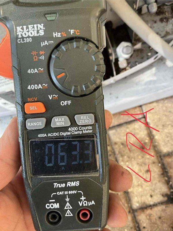 Completed comprehensive BFMA tune-up on 14-year-old air conditioning system, including full system inspection and performance verification. Measured electrical current draw at 63.3 amps AC using digital clamp meter to confirm compressor and blower motor operation within manufacturer specifications. Inspected ductwork interior, documenting dust accumulation on supply plenum surfaces for routine maintenance tracking.