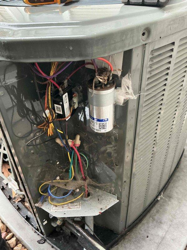 Completed comprehensive air conditioning tune-up on a 4+ year old rooftop HVAC unit. Performed full system inspection including electrical connections, capacitor testing, and component evaluation. Inspected and verified proper operation of all electrical wiring, wire connections, and capacitor functionality. Cleaned interior compartment, removed debris, and assessed overall system condition. Unit operating within normal parameters upon completion of maintenance service.