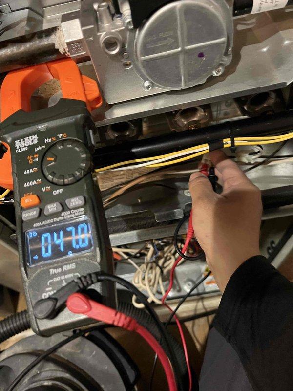 Completed comprehensive BFMA tune-up service on 7+ year old American Standard air conditioning system, which included replacement of failed condenser fan motor with unit staged from headquarters. Performed electrical diagnostics using clamp meter to verify proper amperage draw and system operation, tested all electrical connections and components to ensure safe and efficient operation following motor replacement.