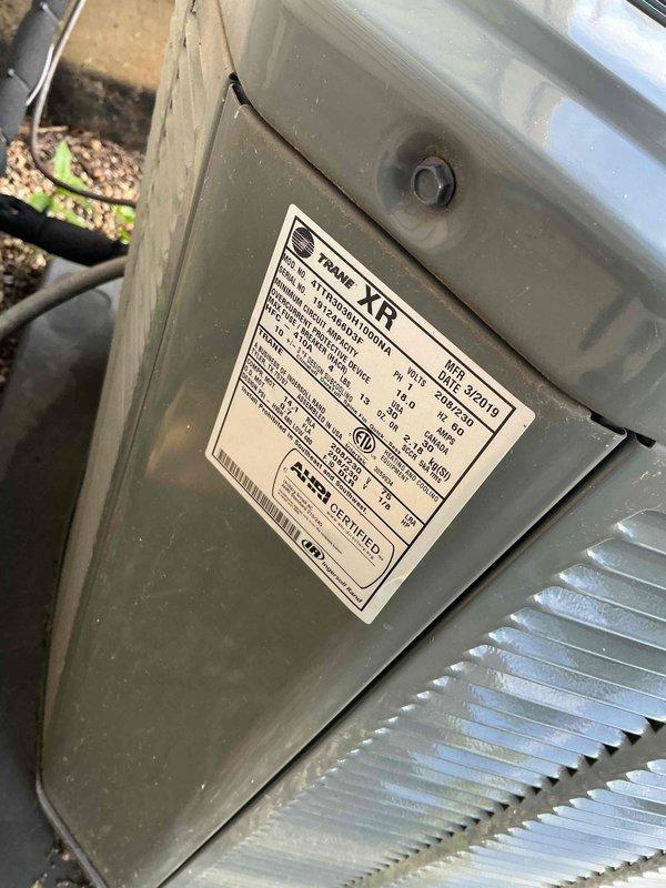 Completed comprehensive BFMA tune-up on 8+ year old Trane XR model 4TWX3024A1000AA air conditioning system. Performed standard maintenance protocol including system inspection, operational testing, and documentation of equipment condition. Noted significant condenser coil deterioration with heavy corrosion, bent fins, and rust discoloration throughout the coil assembly, which will impact system efficiency and may require future replacement consideration.