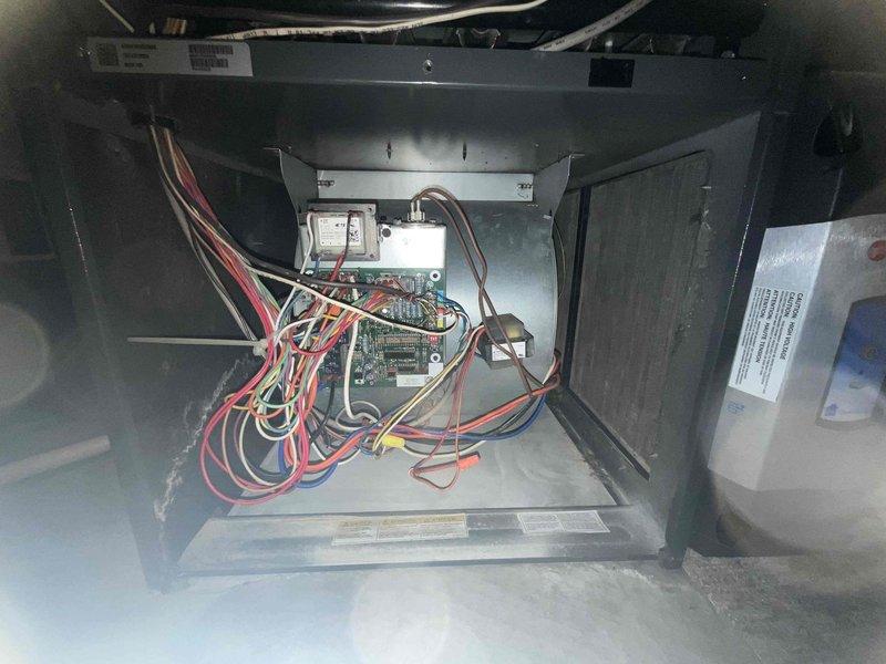 Completed comprehensive BFMA tune-up and air conditioning maintenance on 7-year-old HVAC system. Performed full system inspection including electrical components, control board, wiring connections, and transformer assembly. All connections verified secure, control board tested and functioning properly, and unit operational parameters confirmed within manufacturer specifications.