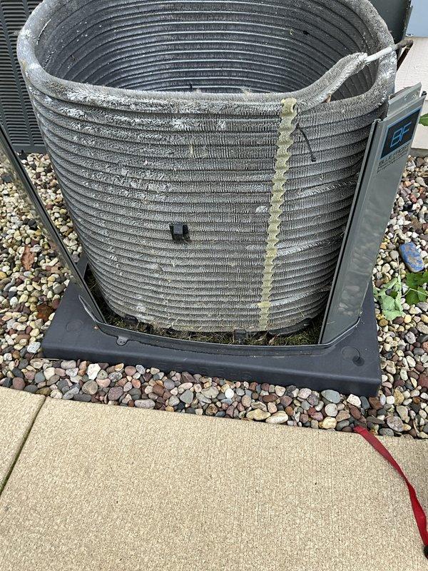 Completed comprehensive BFMA tune-up service on a 4+ year old air conditioning system, including full AC maintenance, dryer vent cleaning, and filter replacement. Inspected outdoor condenser unit which showed moderate accumulation of dust, lint, and debris on coil fins; cleaned coil surfaces to restore optimal airflow and heat transfer efficiency. Installed new pleated air filters and performed complete system evaluation to ensure proper operation for the cooling season.