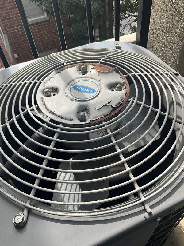 Responded to no cooling call with breaker tripping issue on Carrier residential condensing unit. Upon arrival, found indoor blower operating but outdoor unit repeatedly tripping breaker. Inspected condenser unit showing signs of age and weathering with visible rust on fan assembly. Diagnosed compressor experiencing electrical fault causing overcurrent condition and breaker trips. Advised customer of findings and repair options. Customer declined major repairs at this time, requesting temporary solutions only to extend unit lifespan. Provided recommendations for monitoring system and discussed that unit will require compressor replacement or full system replacement in near future for reliable cooling operation.