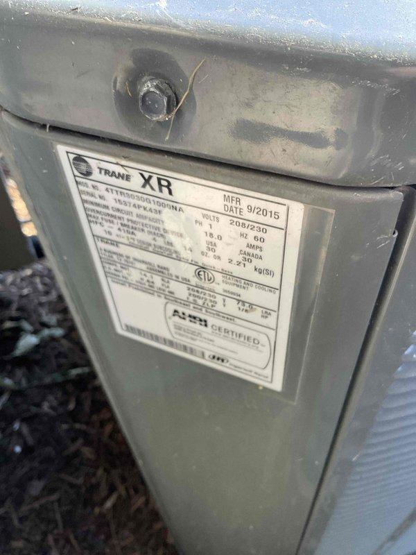 Completed comprehensive BFMA tune-up on 9+ year old Trane XR condensing unit manufactured in September 2015. Performed standard maintenance protocol including inspection of condenser coil, electrical connections, and system components. Unit panels were removed to access and service internal components, condenser coil inspected and assessed for operational efficiency.