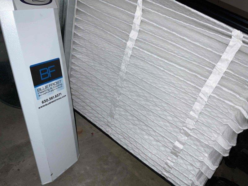 Completed comprehensive BFMA tune-up service on residential air conditioning system over 5 years old. Performed full preventive maintenance inspection of outdoor condenser unit, including cleaning of cooling fins, electrical connection verification, and refrigerant level assessment. Replaced HVAC air filter with new pleated Blue Frost filter to ensure optimal airflow and system efficiency.