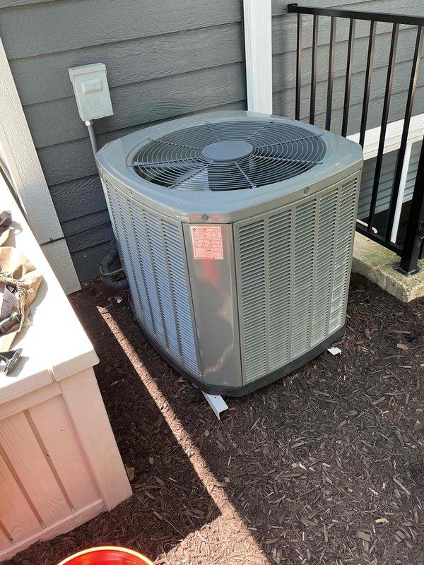 Completed comprehensive BFMA tune-up service on a 9+ year old residential air conditioning system. Performed standard maintenance protocol including inspection of outdoor condenser unit, verification of electrical connections at disconnect box, assessment of unit mounting and clearances, and replacement of HVAC air filters with new pleated media filters. System operational and running within normal parameters upon completion.