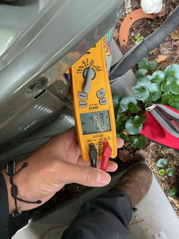 Completed comprehensive BFMA tune-up service on residential HVAC system, including air conditioning inspection and filter replacement. Performed electrical diagnostics on outdoor unit, testing capacitor functionality and verifying proper voltage readings at 498V, inspecting all wire connections and terminals within the control panel for secure contact and proper operation. All components found operating within normal parameters, system tested and confirmed cooling effectively.