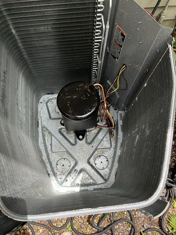 Completed comprehensive BFMA tune-up service on residential air conditioning system, including inspection and maintenance of both indoor and outdoor units. Evaluated and replaced dirty air filter at indoor air handler, inspected ductwork connections, and performed full system assessment of outdoor condenser unit including compressor, condenser coil cleaning, electrical connections, and refrigerant lines. All components found to be operating within normal parameters with system running efficiently after completion of preventive maintenance procedures.