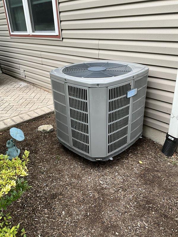 Completed comprehensive air conditioning tune-up on 8-year-old residential system. Performed full system inspection of outdoor condenser unit and indoor air handler, verified proper operation of all components, checked refrigerant levels, cleaned condenser coils, and inspected 16x25x4 Filtrete air filter which was found to be in good condition. System operating within normal parameters with no issues identified.