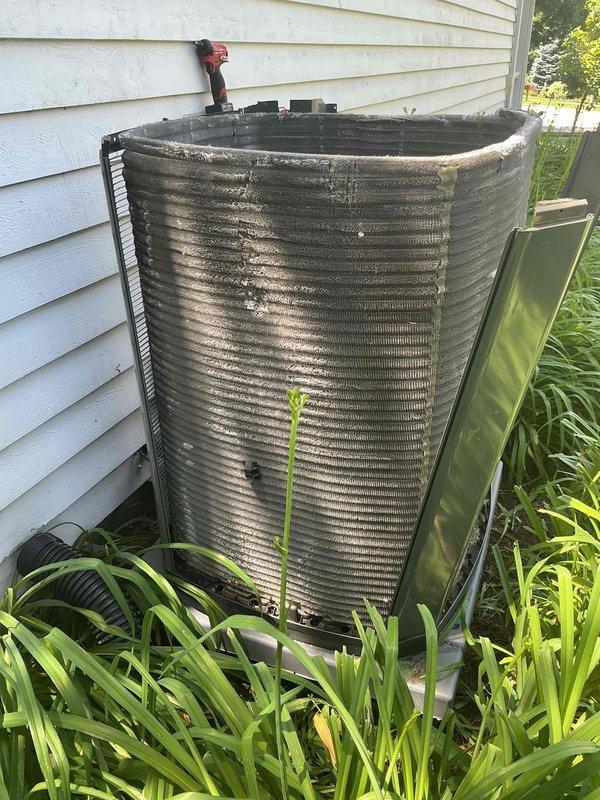 Completed comprehensive BFMA preventative maintenance tune-up on 4-year-old residential air conditioning system. Performed standard inspection procedures including electrical testing and measurement verification of outdoor condenser unit, checked refrigerant pressures, inspected condenser coil condition and airflow, and evaluated all electrical connections and control components at indoor air handler. System operating within normal parameters with all readings documented; unit cleared for continued operation with no immediate repairs required.