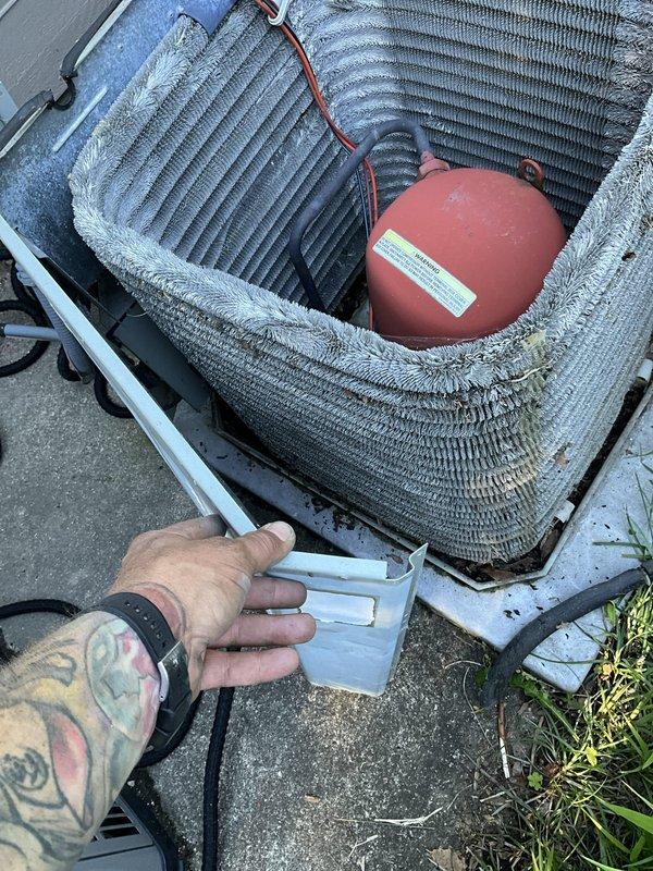 Completed comprehensive BFMA tune-up on 23+ year old outdoor AC unit. Performed standard maintenance procedures including inspection of condenser coils, which showed significant dust and debris accumulation, checked electrical connections and capacitor, verified refrigerant lines, and assessed overall system operation. Unit is functioning but age and condition noted; provided equipment replacement estimate per customer request for future planning purposes.