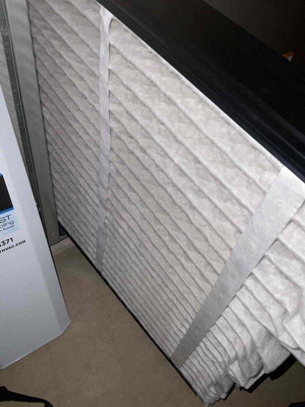 Completed comprehensive BFMA tune-up on residential air conditioning system, including full inspection of outdoor condensing unit and indoor air handler. Observed significant dirt and debris accumulation on condenser coil requiring attention, documented equipment condition with photographs, and verified proper air filter installation. All standard preventive maintenance checks performed per BFMA protocol to ensure optimal system performance for the cooling season.