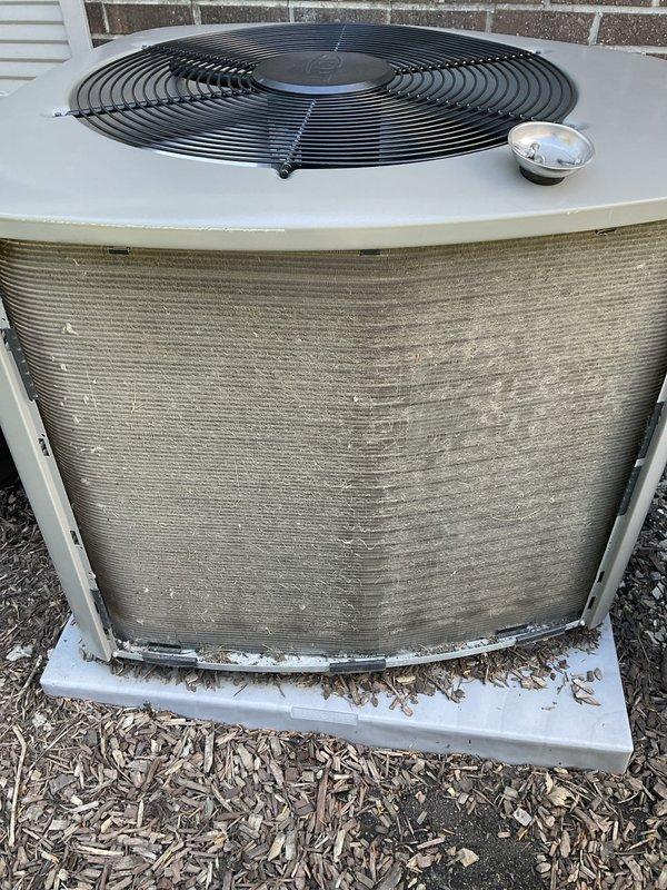 Completed comprehensive BFMA tune-up service on residential air conditioning system. Performed standard maintenance protocol including inspection of outdoor condenser unit, which showed normal weathering and minor debris accumulation on pad that was addressed. Inspected and documented condition of air filter, which displayed moderate dust and particulate buildup consistent with regular usage. All system components evaluated and unit operating within normal parameters upon completion of tune-up service.