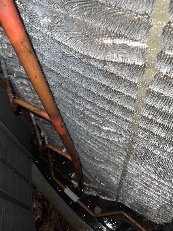Completed comprehensive BFMA tune-up service on residential air conditioning system over 5 years old. Performed standard maintenance procedures including system inspection, filter evaluation, and equipment assessment. Documented existing filter condition showing dust accumulation and inspected copper refrigerant lines, flexible ductwork, and air handler components in attic installation space, noting age-related surface oxidation on copper piping and minor discoloration on ductwork surfaces.