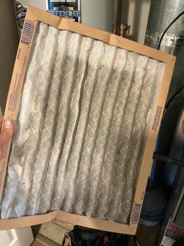 Performed comprehensive BFMA tune-up on air conditioning system, including inspection of all major components and replacement of air filter. Identified defective circuit breaker requiring replacement with 25-amp unit, which will be addressed on follow-up visit at no charge per previous technician's assessment. System operational following tune-up procedures.