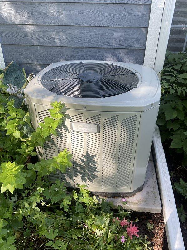 Performed comprehensive BFMA tune-up on 12+ year old residential air conditioning system. Condenser unit exhibited heavy accumulation of dirt, dust, and debris throughout finned coil surfaces, significantly restricting airflow and reducing heat transfer efficiency. Thoroughly cleaned condenser coil to remove contaminants lodged between fins, inspected refrigerant lines and electrical connections, verified proper fan operation, and tested system performance to ensure optimal cooling capacity.