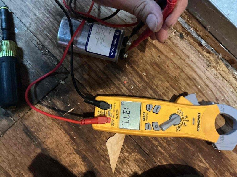Completed comprehensive BFMA tune-up service on residential HVAC system, including full AC maintenance protocol. Performed electrical diagnostics using clamp meter, tested capacitor functionality with readings at 11.67 microfarads to verify proper operation, and inspected furnace unit with connected ductwork in basement mechanical room. Verified air filtration system components, confirmed all electrical connections secure, and ensured equipment operating within manufacturer specifications for optimal performance.