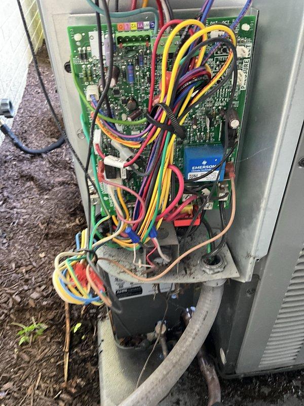 Completed comprehensive BFMA tune-up service on residential air conditioning system, including full system inspection of outdoor condensing unit with Emerson control board. Performed filter change with 16x25x5 media filter, verified electrical connections and control board operation, inspected condenser coil and cabinet condition, and confirmed proper system functionality. Unit operating within normal parameters with no deficiencies noted at time of service.