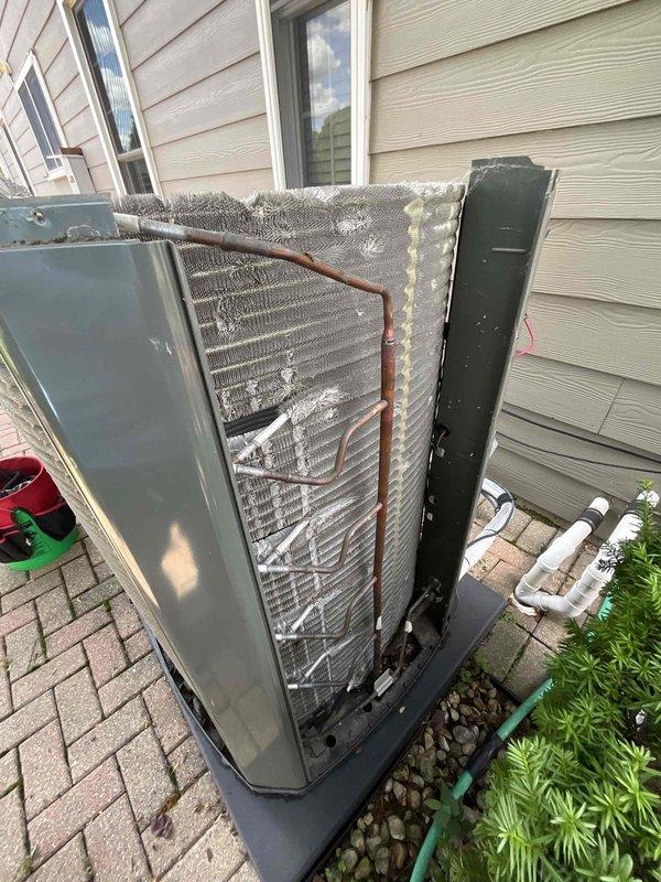 Completed comprehensive BFMA tune-up service on residential air conditioning system during afternoon appointment window. Performed full system inspection including condenser unit evaluation, verified refrigerant line connections, assessed condenser coil condition and cleanliness, and inspected blower motor assembly and ductwork components. All components were evaluated for proper operation and system was found to be functioning within normal parameters upon completion of preventive maintenance procedures.