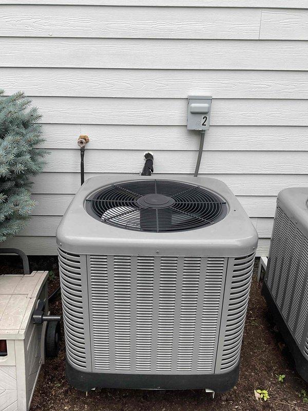 Completed comprehensive BFMA tune-up service on two Ruud air conditioning systems, both approximately 6 years old, installed on exterior concrete pads with proper electrical disconnects. Performed full system inspection, cleaned condenser coils, checked refrigerant levels, tested electrical connections, verified proper fan operation, and ensured optimal airflow through both units. Additionally completed dryer vent cleaning service as part of the maintenance package, removing lint buildup and verifying proper exhaust ventilation to reduce fire hazard and improve dryer efficiency.