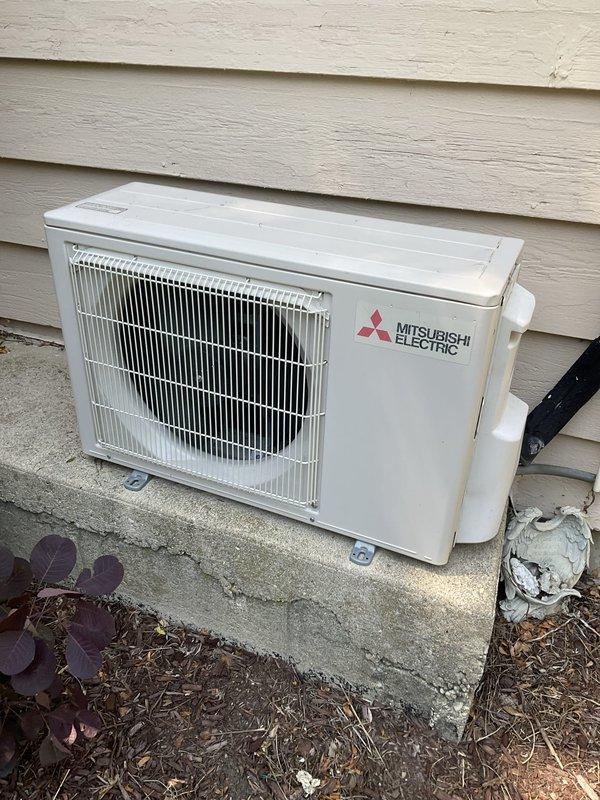 Completed comprehensive BFMA tune-up service on a 12+ year old Mitsubishi ductless mini-split system, including both the indoor wall-mounted evaporator unit and outdoor condenser unit. Performed standard maintenance procedures including filter inspection and cleaning, coil assessment, refrigerant level verification, electrical connection checks, condensate drain evaluation, and operational testing to ensure optimal system performance for the cooling season.