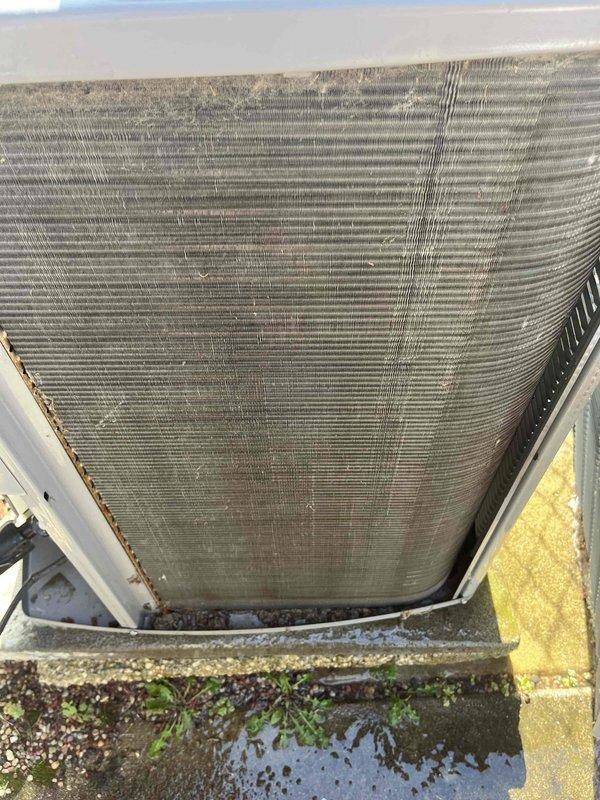 Completed comprehensive BFMA tune-up service on residential air conditioning system. Performed thorough inspection of outdoor condenser unit, which revealed significant dirt and debris accumulation within the fin coil assembly requiring cleaning. Replaced heavily soiled air filter that showed extensive dust buildup and restricted airflow capacity. Conducted full system evaluation including operational testing, temperature differential measurements, and refrigerant level verification. Cleaned condenser coils to restore optimal heat transfer efficiency and ensure proper system performance. All components operating within manufacturer specifications upon completion of maintenance service.