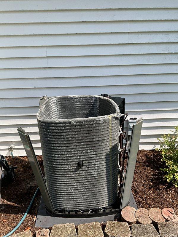 Completed comprehensive BFMA tune-up service on 6-year-old Trane air conditioning system. Performed full AC system inspection and maintenance including condenser coil cleaning, refrigerant level verification, electrical connection testing, and thermostat calibration check. Replaced air handler filter and inspected dehumidifier, confirming metal filter was in serviceable condition and did not require replacement per equipment specifications. Verified condenser unit operation with proper airflow through horizontal fins, confirmed compressor startup and cycling, and tested overall system performance. Unit operating within manufacturer specifications with no issues identified. All components functioning properly and system ready for continued seasonal operation.