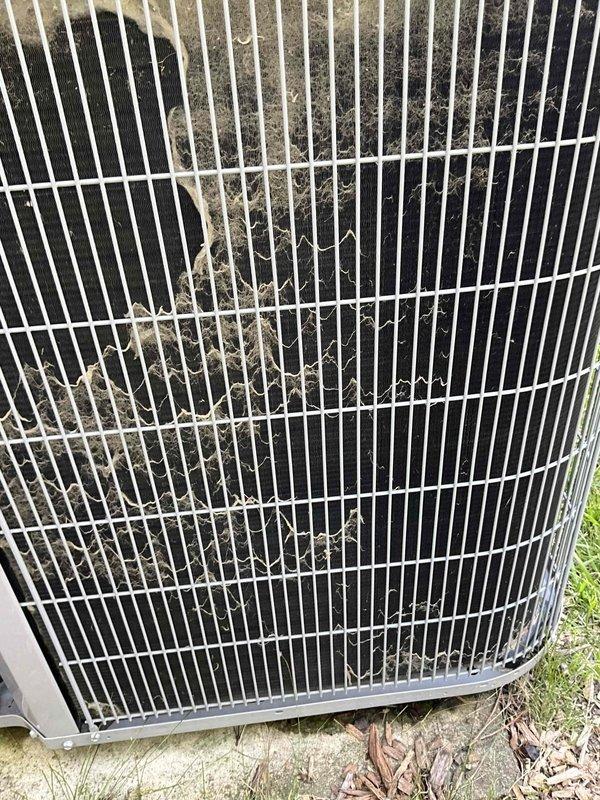 Completed comprehensive BFMA tune-up on 2018 HVAC system including full inspection of indoor and outdoor components. Inspected blower wheel assembly which showed good operational condition with minimal debris accumulation. Outdoor condenser unit exhibited heavy dirt and debris buildup on coil fins and protective grille; cleaned condenser coil thoroughly to restore optimal airflow and heat transfer efficiency.