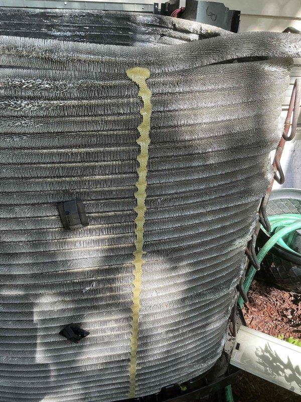 Completed comprehensive BFMA tune-up service on residential air conditioning system. Performed standard maintenance protocol including system inspection, replaced 20x20x1 air filter, and evaluated outdoor condenser unit which exhibited vertical discoloration on coil fins requiring monitoring. All components operational upon service completion with system running within normal parameters.