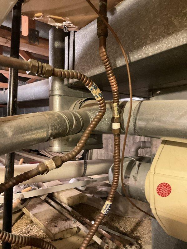 Conducted comprehensive sales estimate for commercial HVAC full system replacement. Evaluated existing mechanical equipment including aged insulated ductwork, refrigeration lines with brass fittings, and copper corrugated conduits showing operational wear and dust accumulation. Assessed water heater installation with associated plumbing infrastructure, expansion tank, and utility connections in mechanical room. Documented current system conditions through detailed photography to determine appropriate equipment specifications and replacement recommendations for client's commercial application.