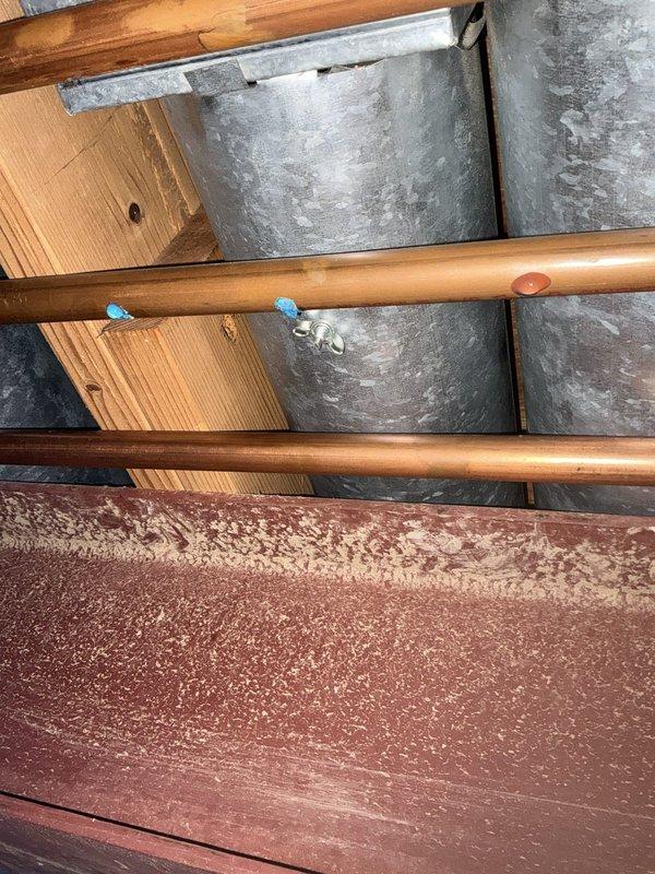 Completed comprehensive BFMA tune-up service on a 7+ year old air conditioning system. Performed full system inspection including refrigerant line assessment, ductwork evaluation, and verification of all mechanical components in attic space. All copper refrigerant lines, service ports, and galvanized ductwork were inspected and found to be operational with system running within manufacturer specifications.