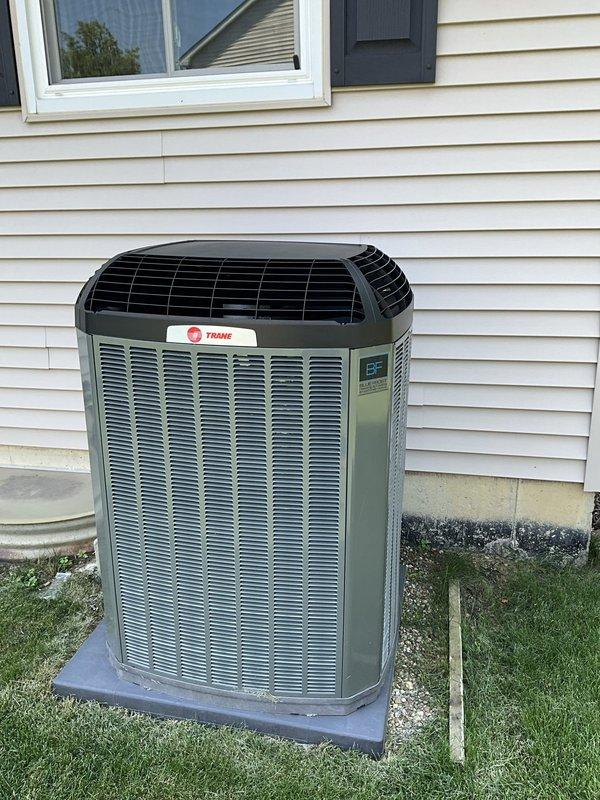 Completed comprehensive BFMA tune-up service on a 5-year-old Trane air conditioning system. Performed standard maintenance procedures including inspection of outdoor condenser unit, cleaning of condenser coils, verification of refrigerant levels, electrical connection testing, and system operational checks. Unit found to be in good working condition with no immediate repairs required; all components functioning within normal parameters.