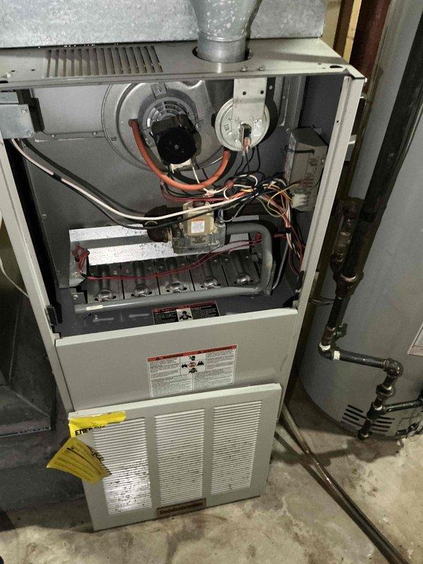 Conducted comprehensive estimate evaluation on 28-year-old furnace and air conditioning system. Inspected internal components including blower motors, control board, transformer assembly, burner section, and heat exchanger within the furnace cabinet, documenting existing wear patterns, dust accumulation, and overall system condition through detailed photography. Assessed ductwork connections and electrical wiring integrity to provide accurate replacement recommendations for the aging HVAC equipment.