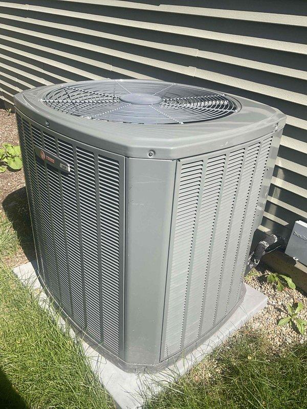 Completed comprehensive BFMA tune-up service on a 9+ year old Trane outdoor condensing unit. Performed standard maintenance protocol including inspection of condenser coils, refrigerant lines, electrical connections, and fan assembly. Unit was found operating within normal parameters; all components tested and verified for proper function to ensure optimal system performance for the cooling season.