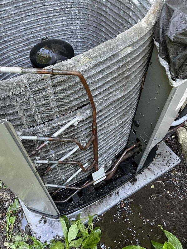 Completed comprehensive BFMA tune-up on 5+ year old HVAC system during morning service window. Performed electrical diagnostics on outdoor condenser unit using digital clamp meter to verify proper amperage draw and system performance. Inspected condenser coil assembly, refrigerant lines, and outdoor unit cabinet, noting weathering consistent with age and outdoor exposure, with system operating within normal parameters.