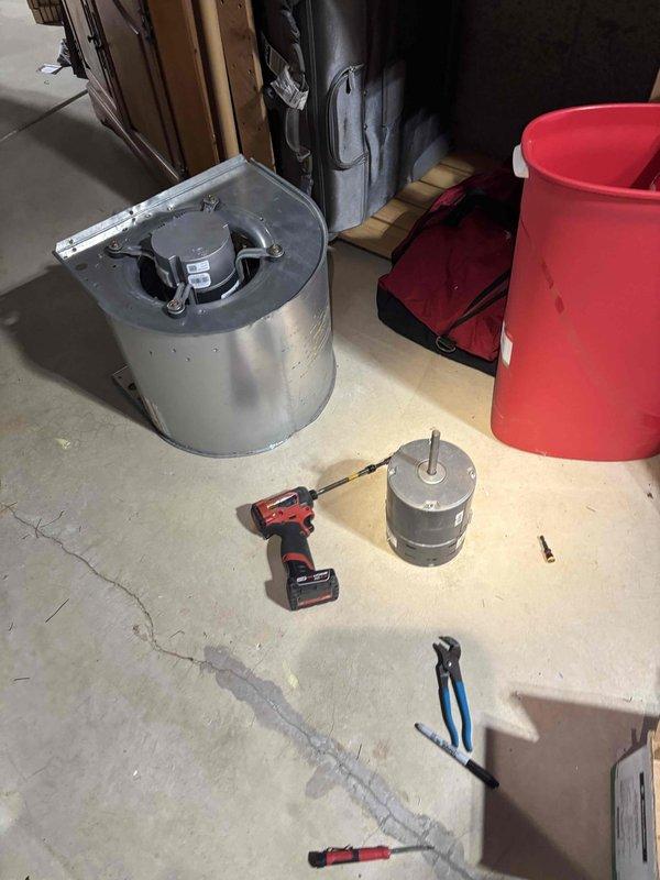 Replaced failed variable speed blower motor in Trane furnace to restore proper system operation. Disassembled blower assembly, removed defective motor, installed new variable speed motor, and reassembled unit. Tested system for proper airflow and verified all electrical connections were secure.