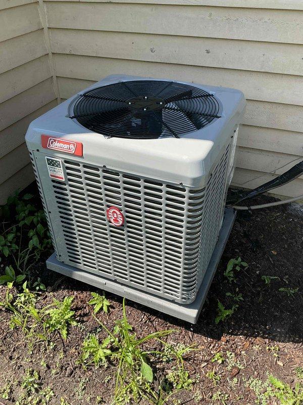 Completed comprehensive BFMA tune-up service on residential HVAC system including Coleman brand air conditioning condensing unit and water heater. Performed full inspection and maintenance on outdoor AC unit, verified proper operation of condenser fan and compressor, checked refrigerant lines and electrical connections, and cleaned unit exterior. Inspected and replaced HVAC air filter with clean filter media to ensure proper airflow throughout the system. Conducted water heater maintenance including visual inspection and operational verification. All equipment tested and confirmed to be functioning within normal operating parameters upon completion of service.