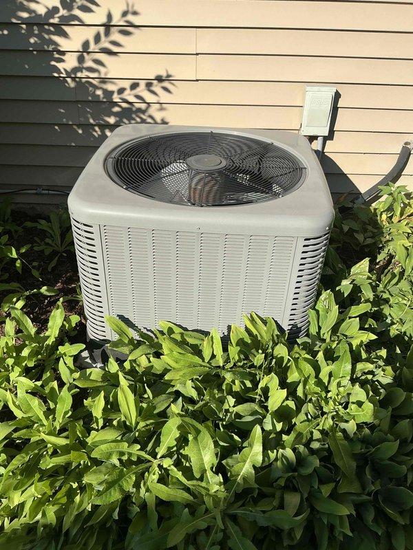 Completed comprehensive BFMA air conditioning tune-up service on a 9-year-old outdoor condenser unit. Performed full preventive maintenance inspection including cleaning of condenser coils, verification of refrigerant levels, electrical connection testing, and assessment of overall system operation. Unit was found in satisfactory working condition with all components functioning within normal parameters; condenser exterior showed minor debris accumulation which was addressed during service, and surrounding vegetation was noted for adequate clearance to maintain proper airflow around the unit.