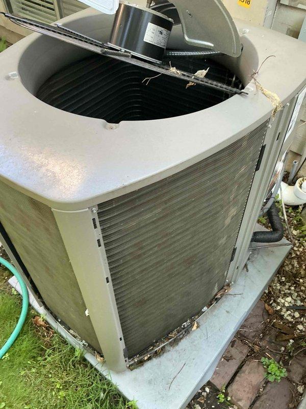 Completed comprehensive air conditioning tune-up on a 2-year-old residential condenser unit. Performed standard preventive maintenance including inspection of all major components, cleaning of condenser coils, verification of refrigerant levels, electrical connection testing, and fan motor operation check. Unit operating within normal parameters upon completion of service.