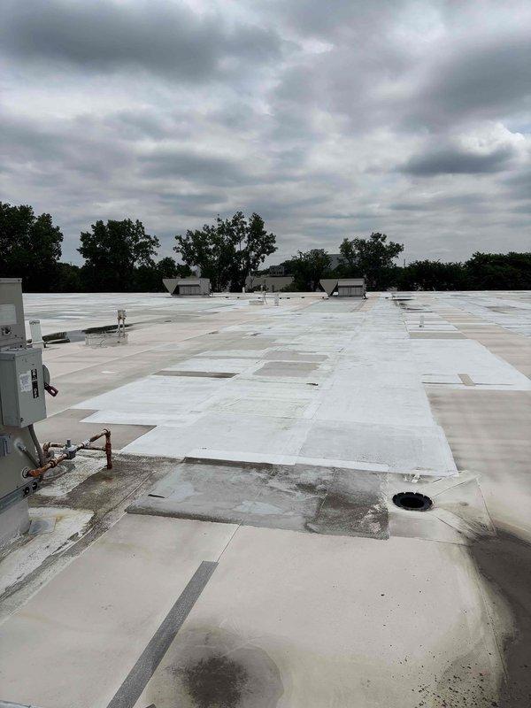 Completed scheduled BFMA preventive maintenance tune-up on commercial rooftop unit, including replacement of nine filters across lower level RTUs. Performed routine inspection of American Standard packaged air conditioning system, verified refrigerant lines and connections, and documented equipment condition with photographic records of rooftop installations and surrounding infrastructure.